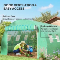 Outsunny 4 x 3 x 2m Polytunnel Greenhouse Replacement Cover ONLY Winter Garden Plant PE Cover for Tunnel Walk-in Greenhouse with Roll-up Windows Door Outdoor, Green(m-4)