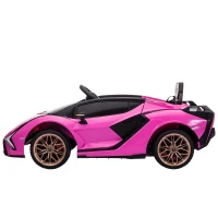 HOMCOM Kinder-Elektroauto, Lamborghini, 3-5 km/h, Fernsteuerung, für 3-5 Jahre, Rosa(m-18)