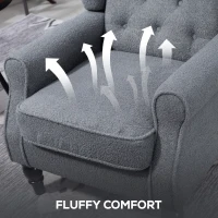 HOMCOM Wingback Accent Chair, Retro Upholstered Button Tufted Occasional Chair for Living Room and Bedroom, Grey(m-6)