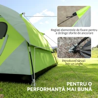 Outsunny Cort de Camping pentru 3-4 Persoane, Cort Impermeabil și Rezistent la UV, 3x3x1.8m, Galben și Gri(m-7)