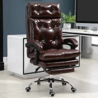 Vinsetto Fauteuil de bureau chaise de bureau ergonomique avec hauteur réglable dossier inclinable repose-pied rétractable marron(m-2)