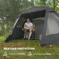 Outsunny 3-4 Man Tunnel Tent, Two Room Camping Tent with Windows, Portable Carry Bag, for Fishing, Hiking, Sports, Festival - Black(m-5)