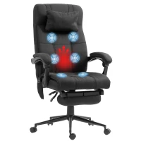 Vinsetto Office Chair with 6-point Vibration Massage and Heat, Computer Chair with Adjustable Height, Head Pillow, Footrest for Home, Black(m-10)