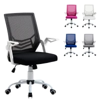 Vinsetto Silla de Oficina Ergonómica Silla de Malla con Altura Ajustable Reposabrazos Abatible Soporte Lumbar Transpirable para Adolescentes Adultos 62,5x55x94-104 cm Negro(m-10)
