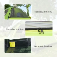 Outsunny Cort de Camping pentru 3-4 Persoane, Cort Impermeabil și Rezistent la UV, 3x3x1.8m, Galben și Gri(m-8)