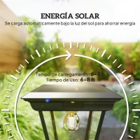 Outsunny Farola Solar Exterior con Panel Solar Encendido y Apagado Automático Sensor de Movimiento IP44 26x24x220 cm Negro(m-5)