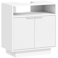 HOMCOM Mueble bajo Lavabo con 2 Puertas Acanaladas y Compartimento Abierto para Lavabo sin Pedestal 60x33x63 cm Blanco