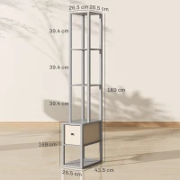 HOMCOM Floor Lamp with Shelves, LED Column Modern Standing Lamp with Fabric Drawer, Adjustable Brightness, Foot Switch for Living Room, Bedroom, Office, Grey(m-3)