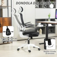Vinsetto Sedia da Ufficio Regolabile e Reclinabile con Poggiatesta Rimovibile, in Tessuto a Rete, 60x59x114-122 cm, Nero(m-5)