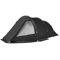 Outsunny Tenda da Campeggio 3 Posti con 2 Stanze Interne con Finestre e Coperture, 475x264x172 cm, Nero(m-10)