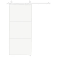 HOMCOM Puerta Corredera de Cristal con Herrajes Mecanismo Cierre Suave para Baño Salón 91,4x203,2 cm Blanco(m-1)