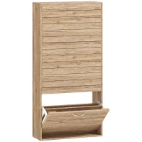 HOMCOM 12-Shoe Flip Drawer Storage Cabinet - Brown Wood-Effect(m-1)