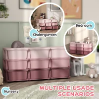 HOMCOM Kids Storage Unit, with Nine Drawers - Pink(m-5)