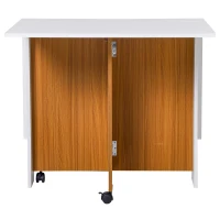 HOMCOM Ausklappbarer Esstisch Ausziehbarer Esstisch, mobil, modernes Design, 120 cm x 80 cm x 73 cm, Teak + Weiß(m-13)