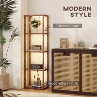 HOMCOM Four-Shelf Floor Lamp - Rustic Brown(m-8)