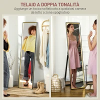 HOMCOM Specchio a Figura Intera con Supporto Posteriore e Cornice, in Legno e Vetro, 37x3x157 cm, Nero e Oro(m-6)