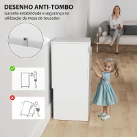 HOMCOM Toucador de Maquilhagem 3 em 1 com Banco Mesa de Maquilhagem com Espelho Gavetas e Bancada de Vidro Visível Toucador Moderno para Quarto 48x40x90 cm Branco(m-7)