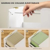 HOMCOM Cajonera de Escritorio con 2 Cajones Frentes Acanalados Mueble Archivador para Tamaño A4 o Carta 40x40x71 cm Blanco(m-4)