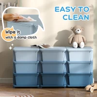 HOMCOM Kids Storage Unit, with Nine Drawers - Blue(m-6)