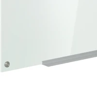 Vinsetto Lavagna Bianca in Vetro e Alluminio con 4 Pennarelli Colorati e Cancellino, 90x60x0.4 cm(m-8)