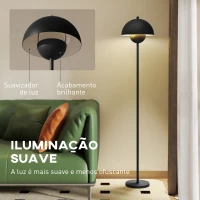 HOMCOM Candeeiro de Pé Moderno com Ecrã em Forma de Taça Refletora de Luz Interruptor de Pé Suporte E27 sem Lâmpada Ø35x155 cm Preto(m-5)