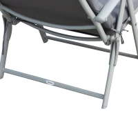 Outsunny Sonnenliege klappbar Strandliege mit Kopfkissen Sitzkissen Liegestuhl mit 7-Fach verstellbare Rückenlehne Gartenliege Relaxliege bis 165 kg belastbar, für Garten Urlaub Outdoor, Grau(m-13)