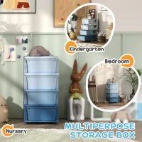 HOMCOM Four-Tier Kids Storage Boxes, with Four Drawers - Blue(m-6)