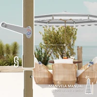 Outsunny Chapéu de Sol de Jardim com Ângulo Ajustável Inclinável e Manivela Proteção UV 50 + Ø268x237 cm  Cinza e Branco(m-7)