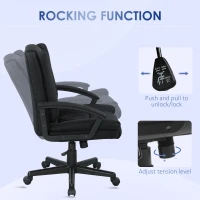 HOMCOM Linen-Look Padded Office Chair - Black(m-5)
