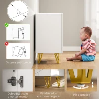 HOMCOM Aparador para Sala Aparador de Entrada com 2 Portas e Prateleiras Ajustáveis para Cozinha Sala 80x40x75 Branco Brilhante(m-7)