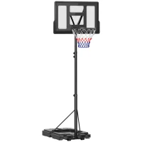 SPORTNOW 2.3-3.05m Basketball Hoop and Stand, with Weighted Base, Wheels, Black(m-1)