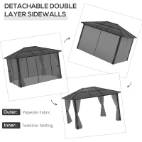 Outsunny 3 x 4m Hardtop Aluminium Gazebo - Black and Grey(m-5)