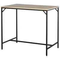 HOMCOM Bartisch-Set Stehtisch mit 4 Barhockern 5-teiliges Tischset Stahl Eiche(m-15)