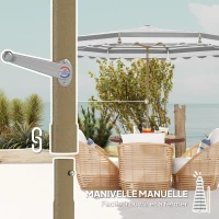 Outsunny Parasol de jardin extérieur parasol inclinable octogonal avec manivelle toile 180 g/m² Ø 2,7 x 2,4 m gris clair(m-7)