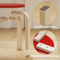 HOMCOM 4 Stapelhocker mit Filzfußpolstern, Birken-Sperrholz, lackiert, Bunt(m-5)