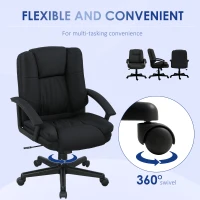 HOMCOM Linen-Look Padded Office Chair - Black(m-6)