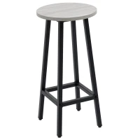 HOMCOM Bartisch-Set im Industriedesign, 6-teilig, 2 Tische und 4 Barhocker, Grau + Schwarz(m-11)