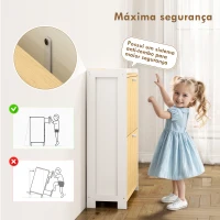 HOMCOM Sapateira Estreita com 2 Portas de Bambu Prateleiras Ajustáveis para 12 Pares de Sapatos  60x24x82,5 cm Branco e Madeira(m-7)