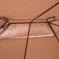 Outsunny Pavillon 3x4m Gartenpavillon mit 6 Seitenteilen Partyzelt Gartenzelt Festzelt mit Doppeldach Khaki(m-8)