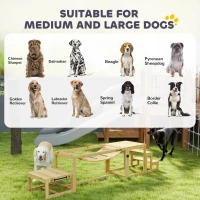 PawHut 3 Pieces Wooden Dog Agility Training Equipment with Soft Bridge, Pause Platform and Pet Stair for Outdoor, Natural Wood(m-6)