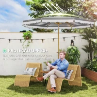 Outsunny Chapéu de Sol de Jardim com Ângulo Ajustável Inclinável e Manivela Proteção UV 50 + Ø268x237 cm  Cinza e Branco(m-5)