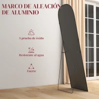 HOMCOM Espejo de Pie Cuerpo Entero de Aleación de Aluminio Espejo de Pared con 2 Formas de Uso Rectangular 60x1,5x165 cm Negro(m-6)