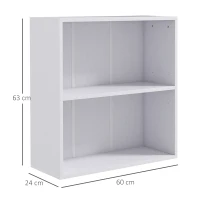 HOMCOM Bücherregal mit 2 Fächern und verstellbarem Regal, 60 x 24 x 63 cm, weiß(m-3)