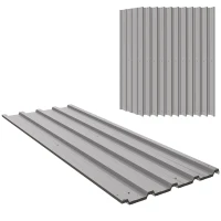 Outsunny Set di 12 Pannelli 129L x 45l cm in Acciaio Zincato Resistente alle Intemperie, Grigio Chiaro(m-5)