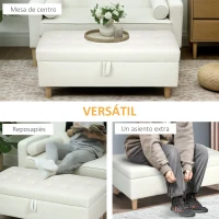 HOMCOM Banco de Almacenamiento Baúl Tapizado de Terciopelo con Patas de Madera Capacidad 71L 100x50x43 cm Blanco Crema(m-4)