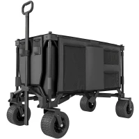 Outsunny Folding Garden Trolley, Cargo Traile on Wheels, Collapsible Camping Trolley, Outdoor Utility Wagon, Dark Grey(m-1)