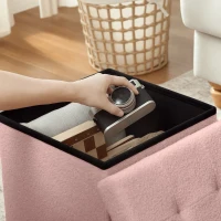 HOMCOM Foldable Sherpa Fleece Storage Ottoman - Pink(m-7)