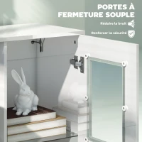 HOMCOM Buffet avec LED RGB 16 couleurs et télécommande, haute brillance, portes vitrées, étagères en verre, 71x35x126cm, blanc(m-7)