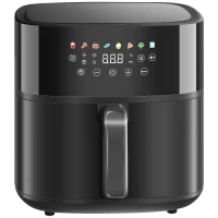 HOMCOM Fritadeira sem Óleo 8 L Air Fryer 1700 W com Temperatura Regulável 80-200°C 8 Programas Painel Tátil Temporizador 32,5x41x32 cm Preto(m-10)
