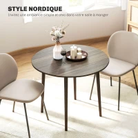 HOMCOM Table de salle à manger pliante 2 abattants, table ronde extensible pour 4 personnes, pieds en bois Ø 89 x 73,5 cm, gris(m-5)